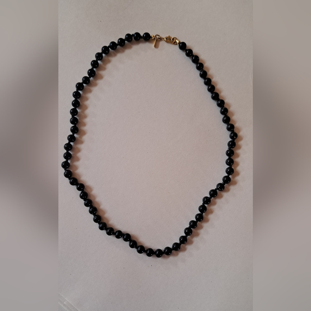Classic Monet Black Beaded Necklace  Choker Minimalist Vintage Retro Knotted